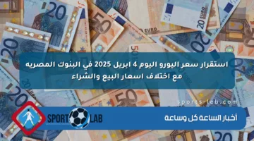 استقرار سعر اليورو اليوم 4 أبريل 2025 في البنوك المصرية مع اختلاف أسعار البيع والشراء